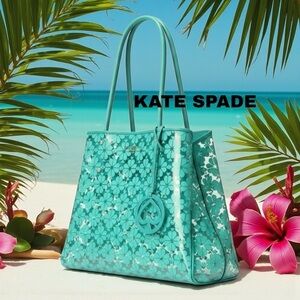 KATE SPADE NWT EXTRA LARGE FIGI GREEN EVERYTHING SEE THROUGH VINYL TOTE HANDBAG